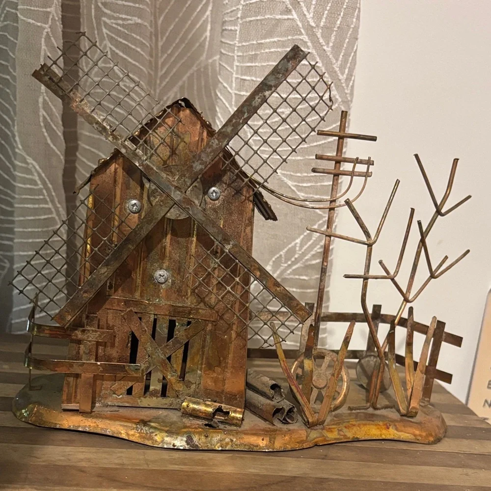 Vintage Rustic Metal Windmill Music Box - Picture 7 of 13